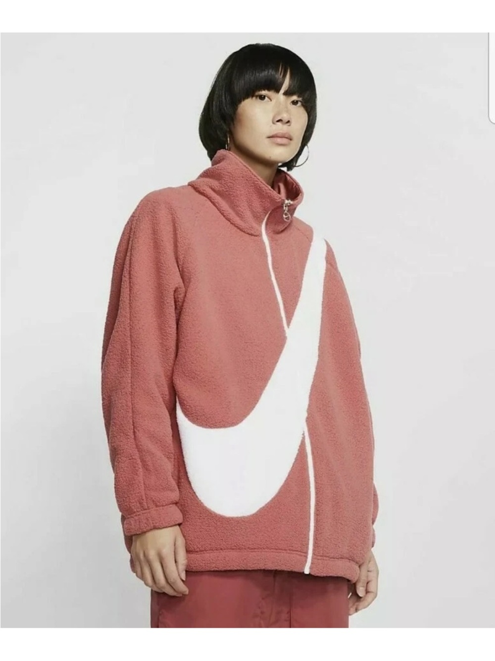 NIKE WOMEN'S OVERSIZED SPORTSWEAR SWOOSH REVERSIBLE SHERPA JACKET SIZE XL